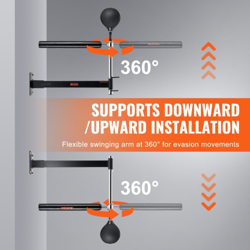 VEVOR Wall Mount Boxing Spinning Bar with Punching Ball, Adjustable Boxing Speed Trainer, Reflex Boxing Bar with Gloves, Boxing Training Equipment