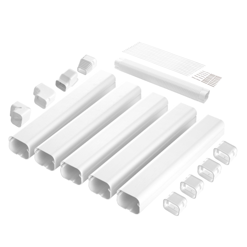 VEVOR 3-inch X 10 Ft Mini Split Line Set Cover , PVC Decorative Pipe Line Cover For Air Conditioner with 5 Straight Ducts & Full Components Easy to