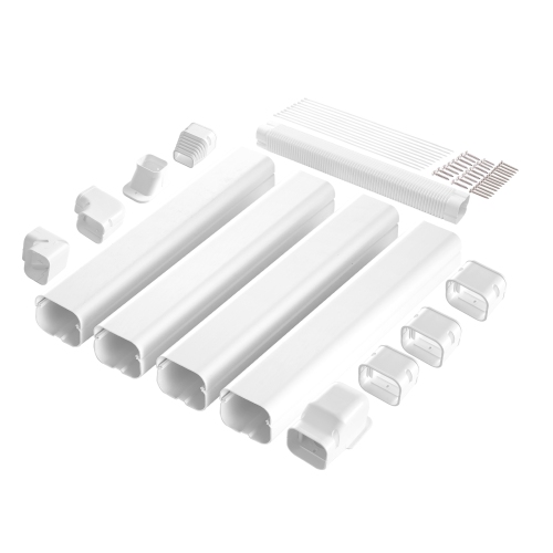 VEVOR 3-inch W 17.6Ft Mini Split Line Set Cover , PVC Decorative Pipe Line Cover For Air Conditioner with 4 Straight Ducts & Full Components Easy to
