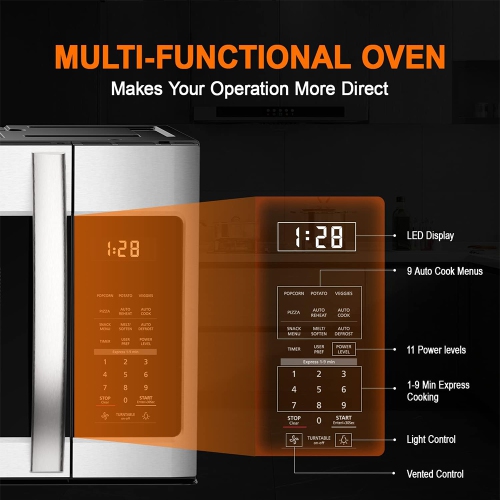 30 in. 1.9 cu. ft. Over-the-Range Microwave Oven 1000W in Stainless Steel