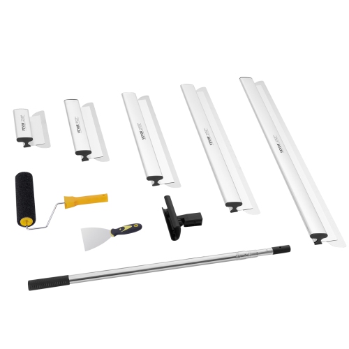 VEVOR 10/16/24/32/40 in Drywall Skimming Blade Set, Skimming Blades + 34-81.6 in Extension Handle Pole, Stainless Steel Knife Professional Skim Coat