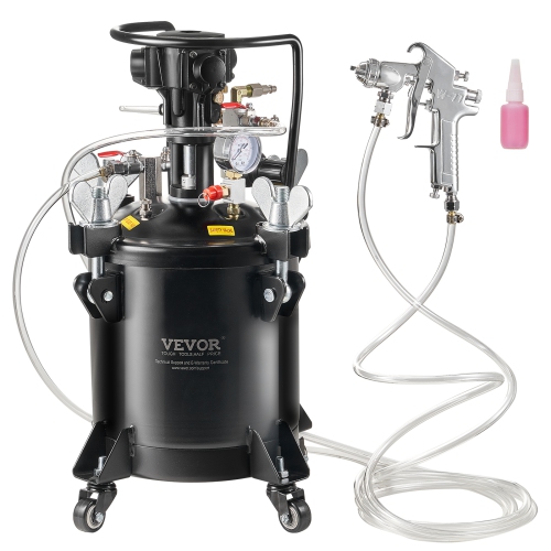 VEVOR 10 L/2.5 gal Spray Paint Pressure Pot, Fully Automatic Stirring Pressure Pot Tank, 70 psi Adjustable Pressure, Pressure Pot Paint Tank with