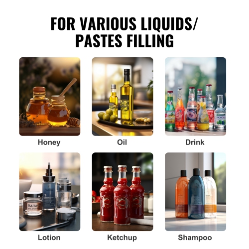 VEVOR 5-50ml Manual Paste Liquid Filling Machine, Bottle Filler, Adjustable Bottle Filling Machine, Stainless Steel Liquid Filler with Hopper for