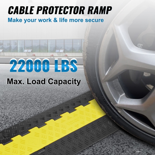 VEVOR 5 PCs Cable Protector Ramp, 2 Channel, 22000 lbs/axle Capacity Heavy Duty TPU Wire Cover Ramp Hose Protector Ramp Driveway, Traffic Speed Bump