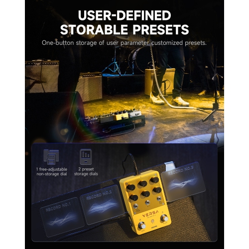 Donner Versa - Yellow Fall II 3x3 Reverb-Delay Combo Guitar Pedal with Tap Tempo