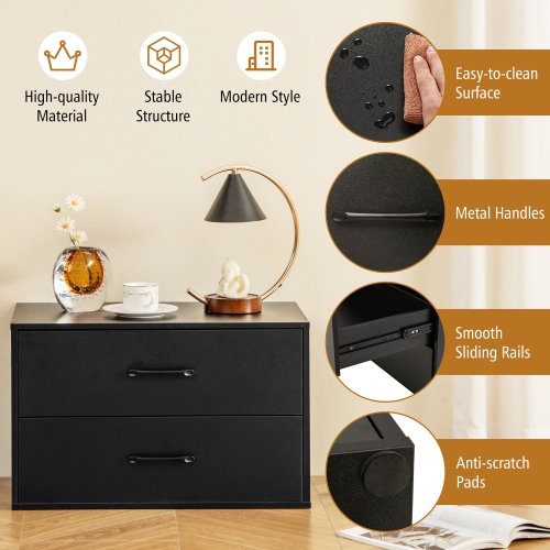 Gymax Stackable 2-Drawer Dresser Multi-Purpose Wooden Storage Cube Dresser