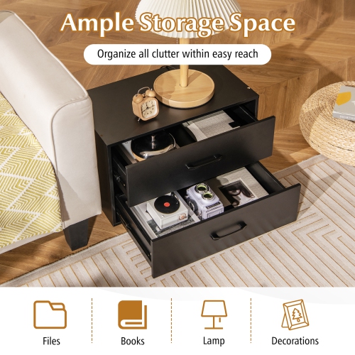 Gymax Stackable 2-Drawer Dresser Multi-Purpose Wooden Storage Cube Dresser