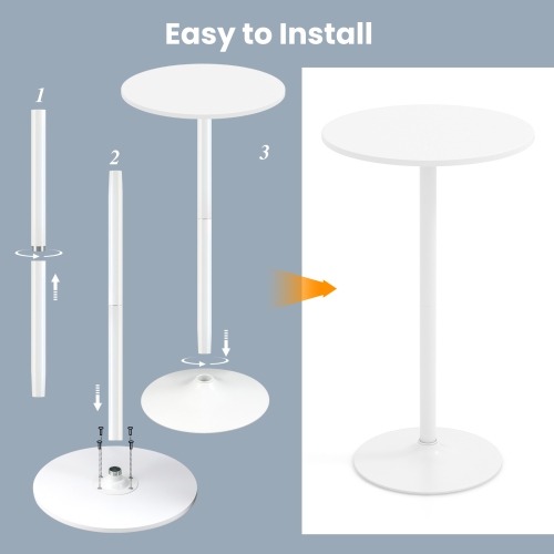 Gymax Round Bar Table Set of 6 w/Adjustable Height & Metal Base Modern Cocktail Table