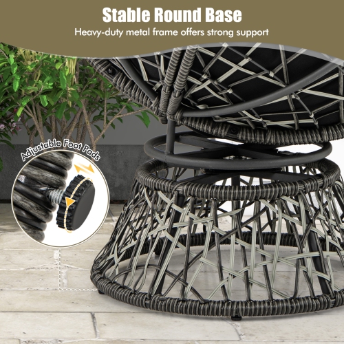 Gymax PE Wicker Papasan Chair 360° Swivel Living Room Chair w/ Thick & Removable Cushion