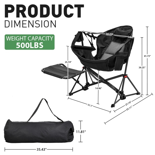 Ainfox Hammock Camping Chair, Camping Chair Rocker, Swinging Chair Withwith Removable Footrest