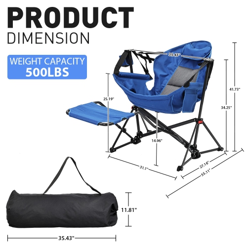 Ainfox Hammock Camping Chair, Camping Chair Rocker, Swinging Chair Withwith Removable Footrest