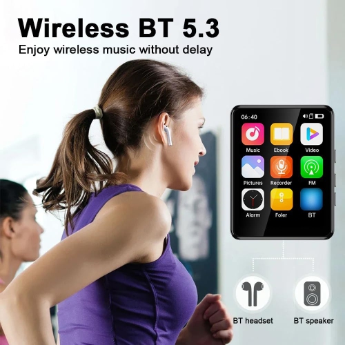 2.4" Touchscreen MP3/MP4 Player with 8GB Card – Bluetooth 5.0, Built-in Speaker, E-book Reader