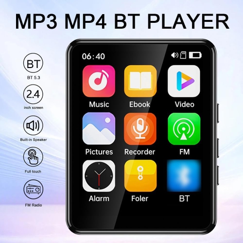 2.4" Touchscreen MP3/MP4 Player – Bluetooth 5.0, Built-in Speaker, E-book Reader