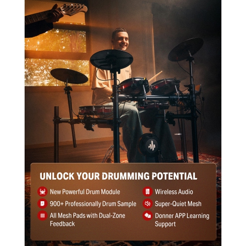 Donner DED-300X 5 Drums 4 Cymbals Electronic Drum Set