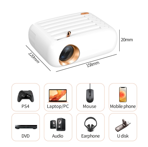 Mini Projector, Portable HD 1080P Movie Projector, 9000LM WiFi Bluetooth Projector