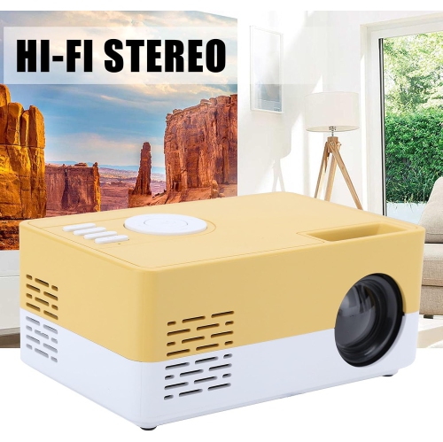 Micro portable projector HD portable projector high fidelity stereo movie projector -- yellow and white
