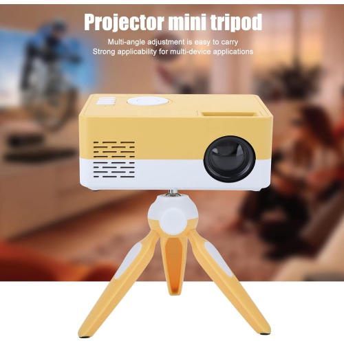 Micro portable projector HD portable projector high fidelity stereo movie projector -- yellow and white