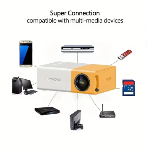 Micro Mini Projector Home LED Portable Small Projector HD 1080p - Blue