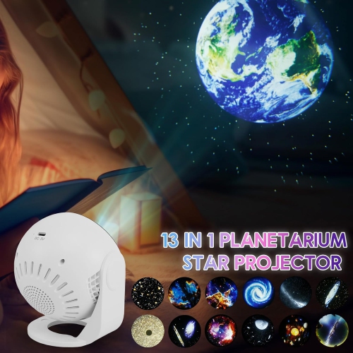 star projector, silent star projector with 13 film discs, compact star projector, galaxy light, adjustable focus, nebula, galaxy light for kids,