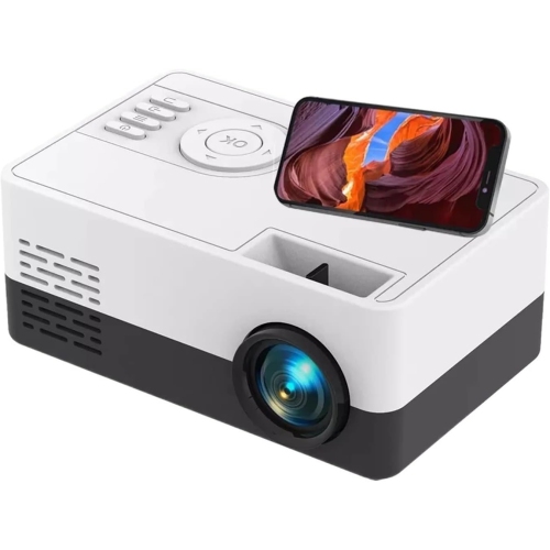 Micro Portable Projector HD Portable Projector Hi-Fi Stereo Movie Projector - Blue and White