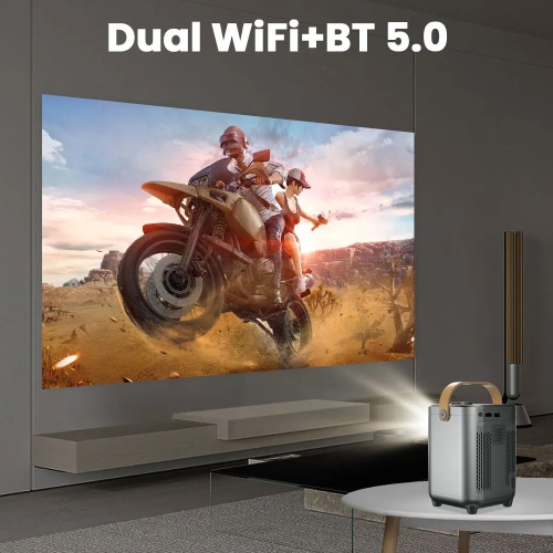 4K Mini Projector for 120 ANSI, 4000 Lumens, 1080p HD Small Home Theater Projector with WiFi and Bluetooth, Portable Android LED Smart Wall Display