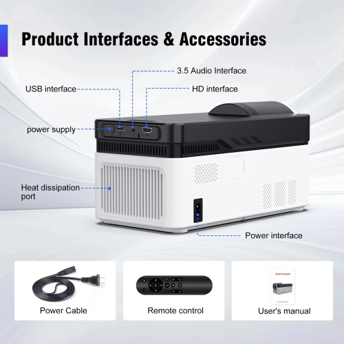Projecteur à courte focale HD Home Cinéma Room Office Projecteur portatif à mise au point automatique