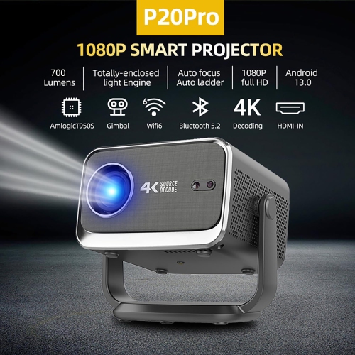 Smart projector with WiFi 6 and Bluetooth, outdoor movie projector, 1080p auto focus ceiling projector