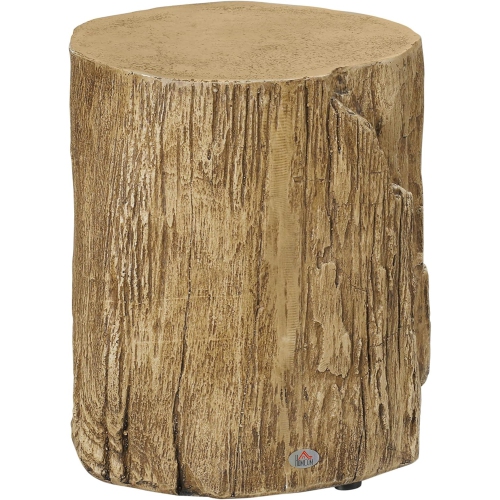 Image 1 of 5.. HOMCOM Concrete Finish Side Table, 17" Patio Tree Stump End Table with 4 Adjustable Feet for Indoor, Outdoor, Natural Brown