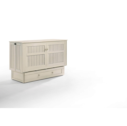 Night and Day Daisy Murphy Cabinet Bed with Queen Gel Memory Foam Mattress - Vintage White