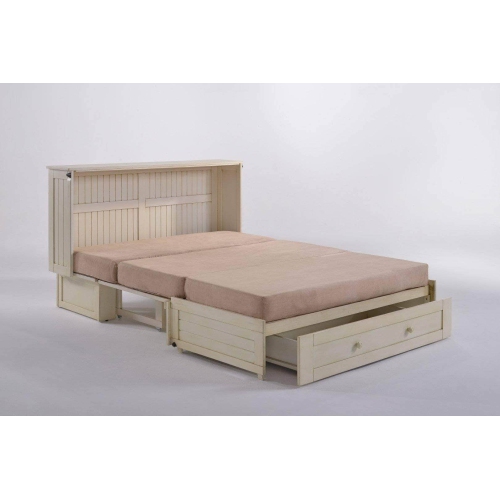 Night and Day Daisy Murphy Cabinet Bed with Queen Gel Memory Foam Mattress - Vintage White