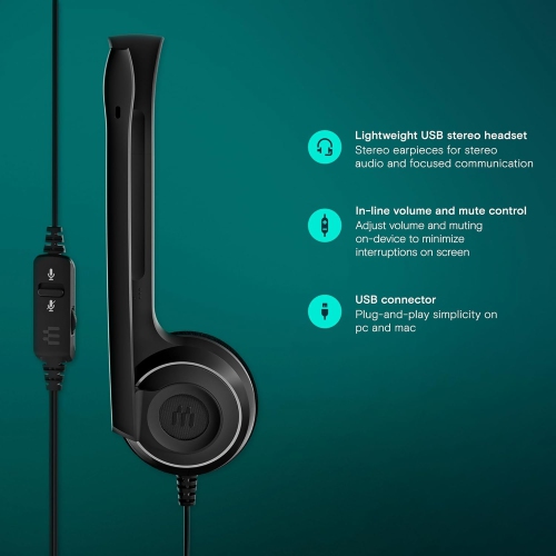 Sennheiser 504197 PC 8 USB - Stereo USB Headset for PC and MAC with In-line Volume and Mute Control,Black