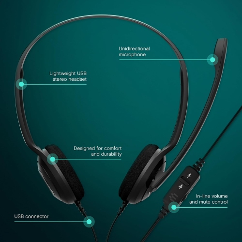 Sennheiser 504197 PC 8 USB - Stereo USB Headset for PC and MAC with In-line Volume and Mute Control,Black