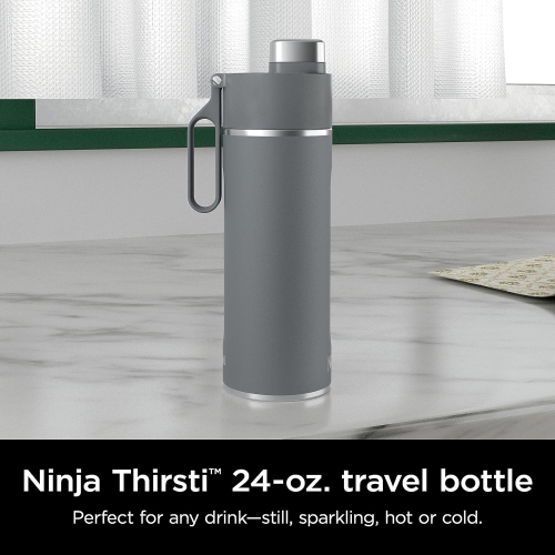 Ninja Thirsti 24oz Travel Bottle, Leak-Proof, Insulated for Sparkling Drinks, Cold for 24 Hours, DW2401CGY