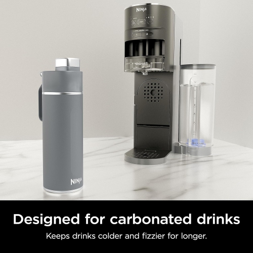 Ninja Thirsti 24oz Travel Bottle, Leak-Proof, Insulated for Sparkling Drinks, Cold for 24 Hours, DW2401CGY