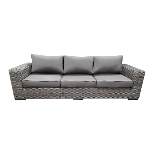 CIEUX Champagne Outdoor Patio Wicker Sofa in Grey with Sunbrella Cushions