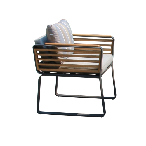 Deko Living 6 Place Seating Palazzolo Outdoor Teak Patio Dining Table Set and Cushioned Chairs