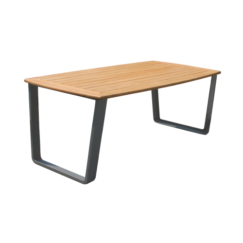 Deko Living 6 Place Seating Palazzolo Outdoor Teak Patio Dining Table Set and Cushioned Chairs