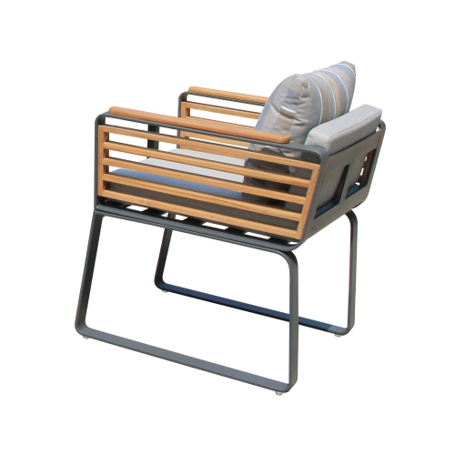 Deko Living 6 Place Seating Palazzolo Outdoor Teak Patio Dining Table Set and Cushioned Chairs