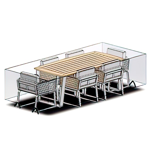 Deko Living 6 Place Seating Palazzolo Outdoor Teak Patio Dining Table Set and Cushioned Chairs