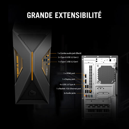 Ordinateur de jeu TUF Gaming T500 d'ASUS - Gris éclipse solaire