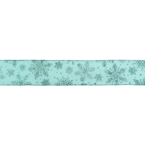 Ruban filaire scintillant de Noël, flocons de neige, turquoise, 2,5&nbsp;po x 16 verges