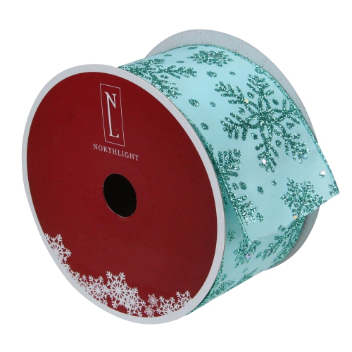 Ruban filaire scintillant de Noël, flocons de neige, turquoise, 2,5&nbsp;po x 16 verges