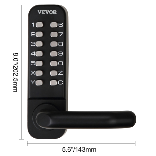 VEVOR 14 Digit Keypad, Mechanical Keyless Entry Door Lock, Water-proof Zinc Alloy, Double-sided Embedded Outdoor Gate Door Locks Set with Keypad and