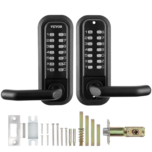 VEVOR 14 Digit Keypad, Mechanical Keyless Entry Door Lock, Water-proof Zinc Alloy, Double-sided Embedded Outdoor Gate Door Locks Set with Keypad and