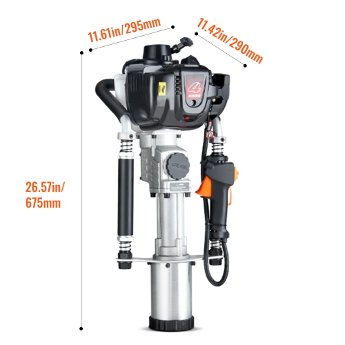 VEVOR 37.77cc Gas-Powered T Post Driver, 4-Stroke Engine Gasoline Fence Piling Pounder, with 3 Post Driving Head(45/55/88 mm) , 1000W Portable