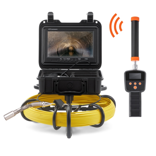 VEVOR 164 ft/50 m,Sewer Camera with 512Hz Locator, 9" Pipeline Inspection Camera with DVR Function, IP68 Camera with 12 Adjustable LEDs, A 16 GB SD