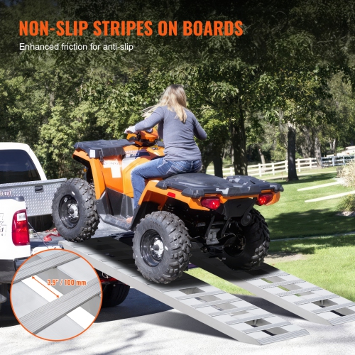 VEVOR 72" x 15" Aluminum Ramps, 6000 LBS Capacity Loading Ramps for Motorcycle/Dirt Bike/Trailer/ATV/UTV/Garden Tractor/Lawn Mower, 2PCS