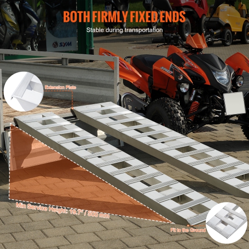 VEVOR 72" x 15" Aluminum Ramps, 6000 LBS Capacity Loading Ramps for Motorcycle/Dirt Bike/Trailer/ATV/UTV/Garden Tractor/Lawn Mower, 2PCS