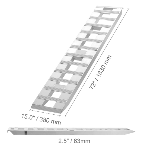 VEVOR 72" x 15" Aluminum Ramps, 6000 LBS Capacity Loading Ramps for Motorcycle/Dirt Bike/Trailer/ATV/UTV/Garden Tractor/Lawn Mower, 2PCS