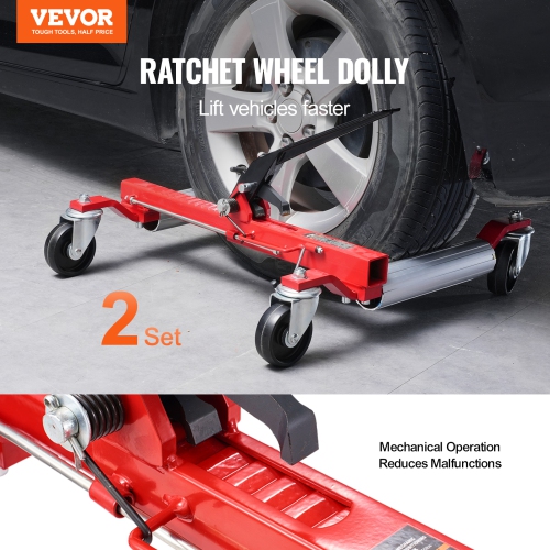 VEVOR 1500 Lbs Wheel Dolly, Car Jack Dolly Lifter with 360° Rotatable Wheels, Heavy Duty Vehicle Positioning Ratchet Tire Jack, for Vehicle Car Auto